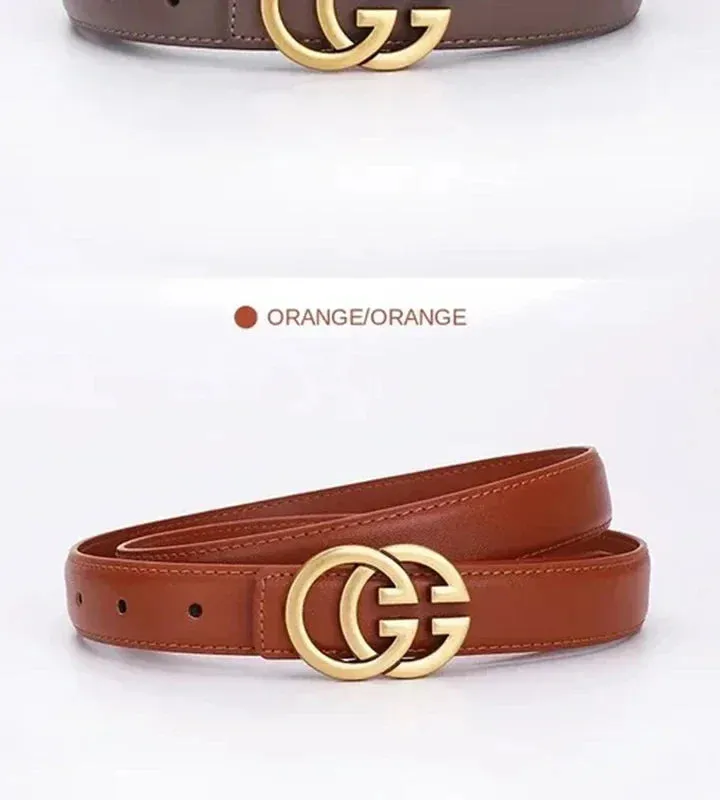 Stylish Women's Business Belt with Decorative Alloy Letter Button