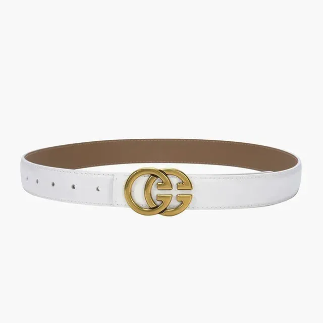 Stylish Women's Business Belt with Decorative Alloy Letter Button