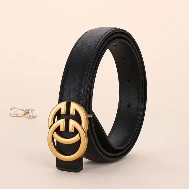 Stylish Women's Business Belt with Decorative Alloy Letter Button