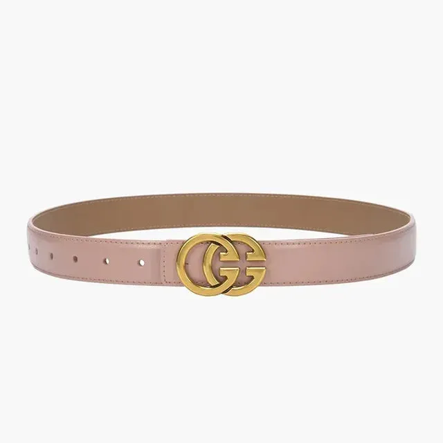 Stylish Women's Business Belt with Decorative Alloy Letter Button