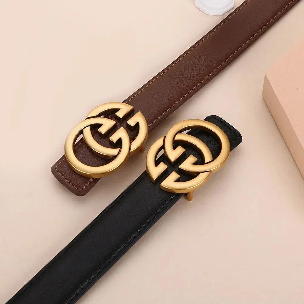 Stylish Women's Business Belt with Decorative Alloy Letter Button