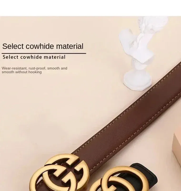 Stylish Women's Business Belt with Decorative Alloy Letter Button