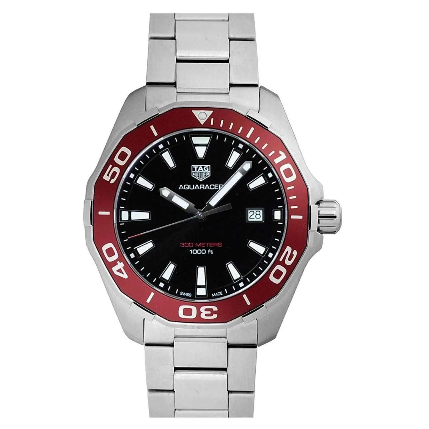 TAG HEUER AQUARACER RED ALUMINUM BEZEL MEN WATCH WAY101A.BA0746