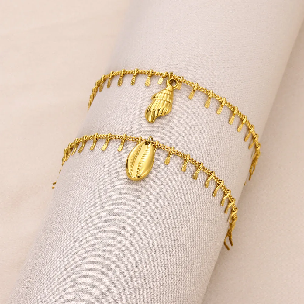 Tassel Anklet Gold Stainless Steel Waterproof Adjustable