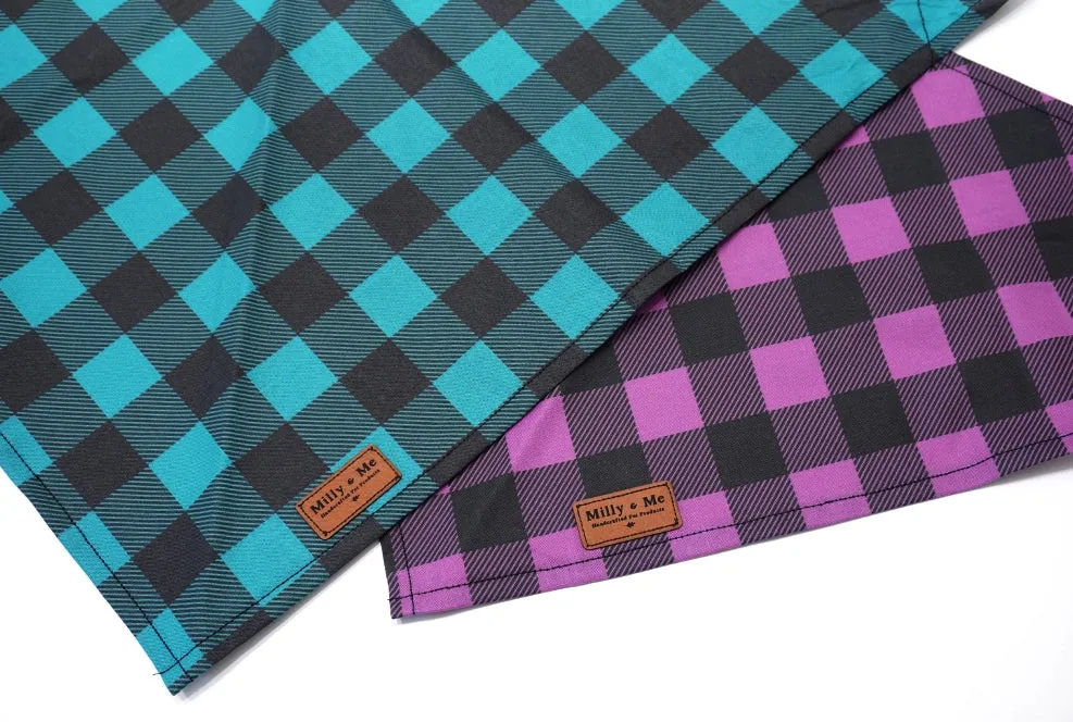 Teal Buffalo Plaid - Pet Bandana