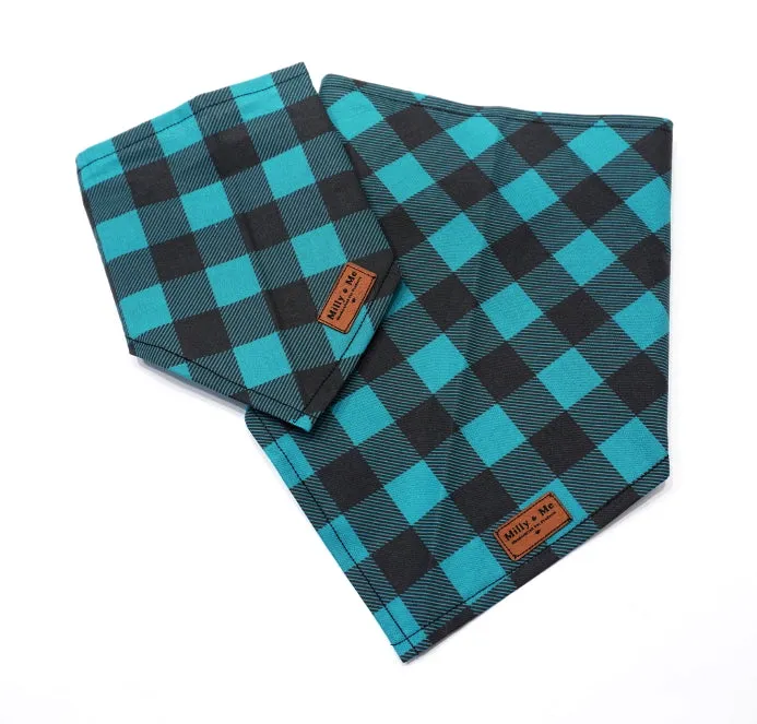 Teal Buffalo Plaid - Pet Bandana