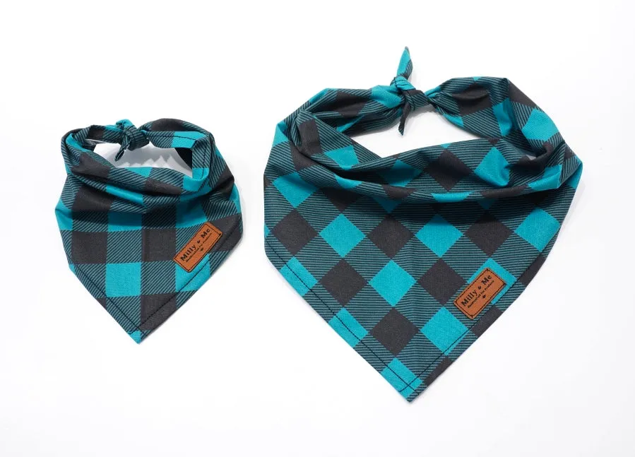 Teal Buffalo Plaid - Pet Bandana