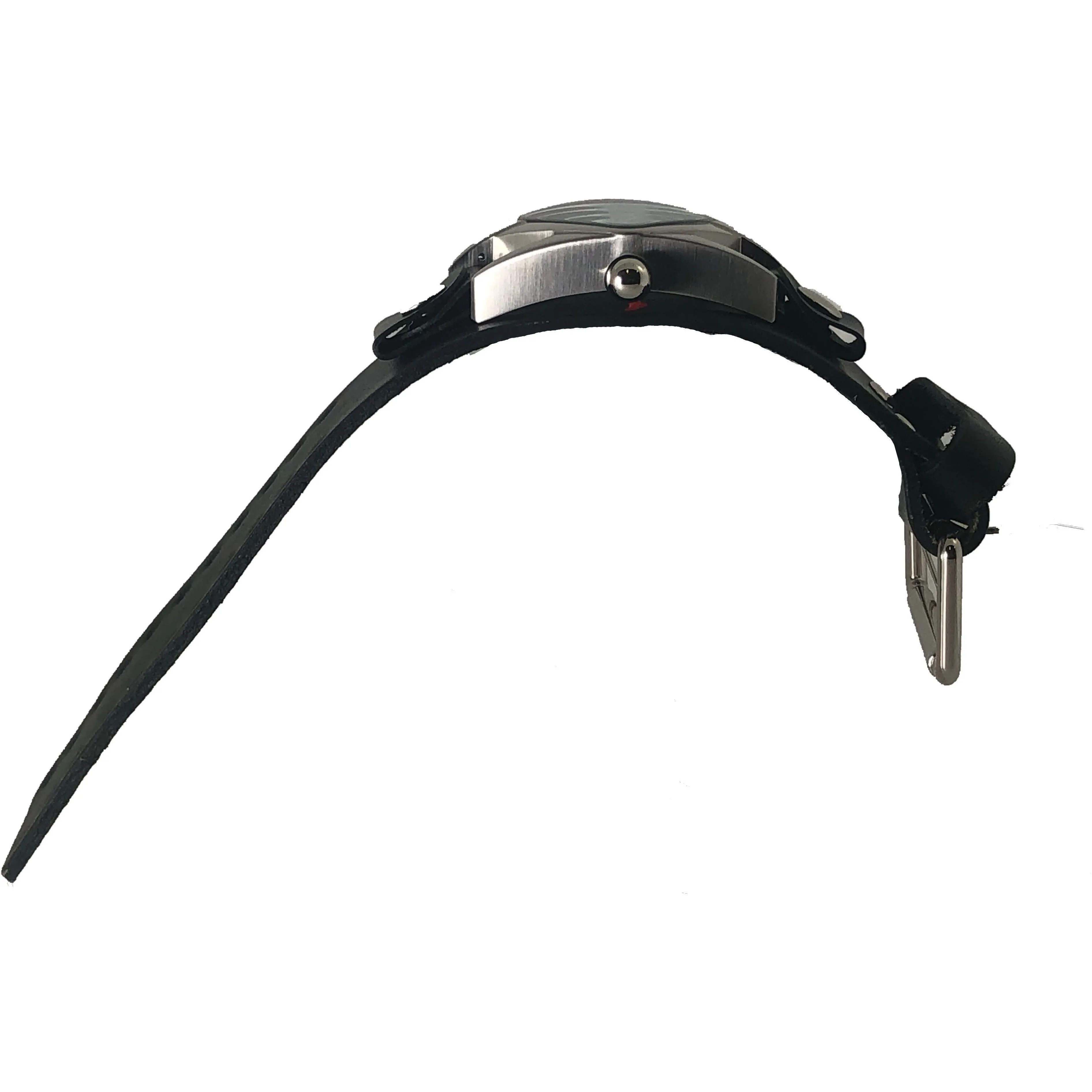 Teardrop Deep Blue Watch with Perforated Black Leather Wide Cuff