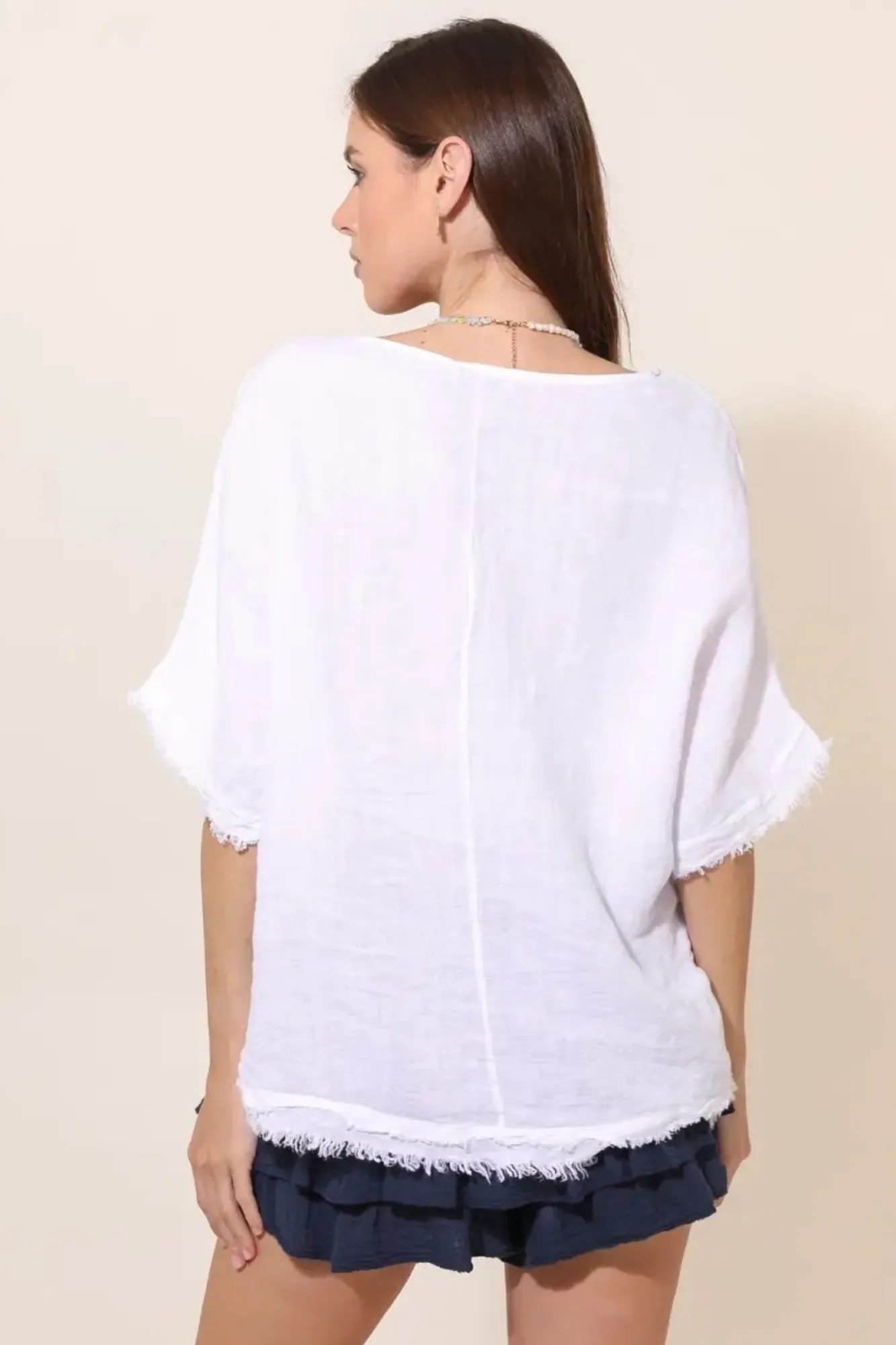 'Terese' Linen Top - White