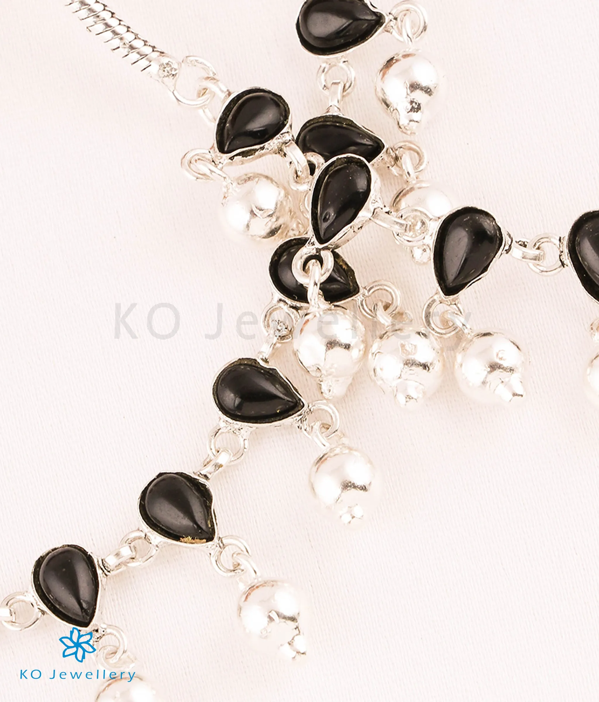The Abhigna Silver Blackbead Anklets