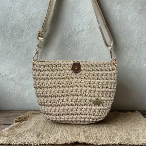 The Arwen – Handmade Crochet Crossbody Bag in Latte