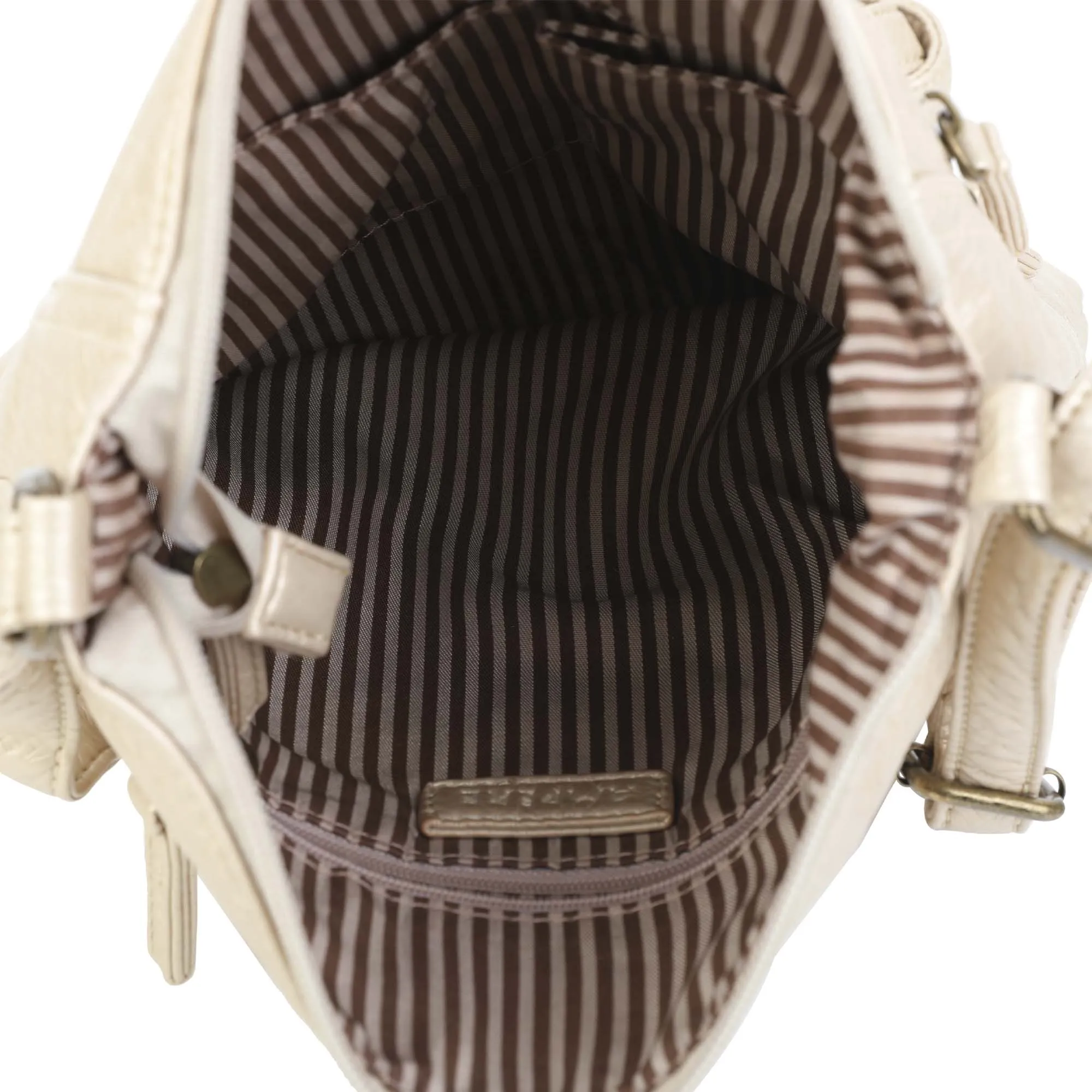 The Camile Three Zip Crossbody - Champagne