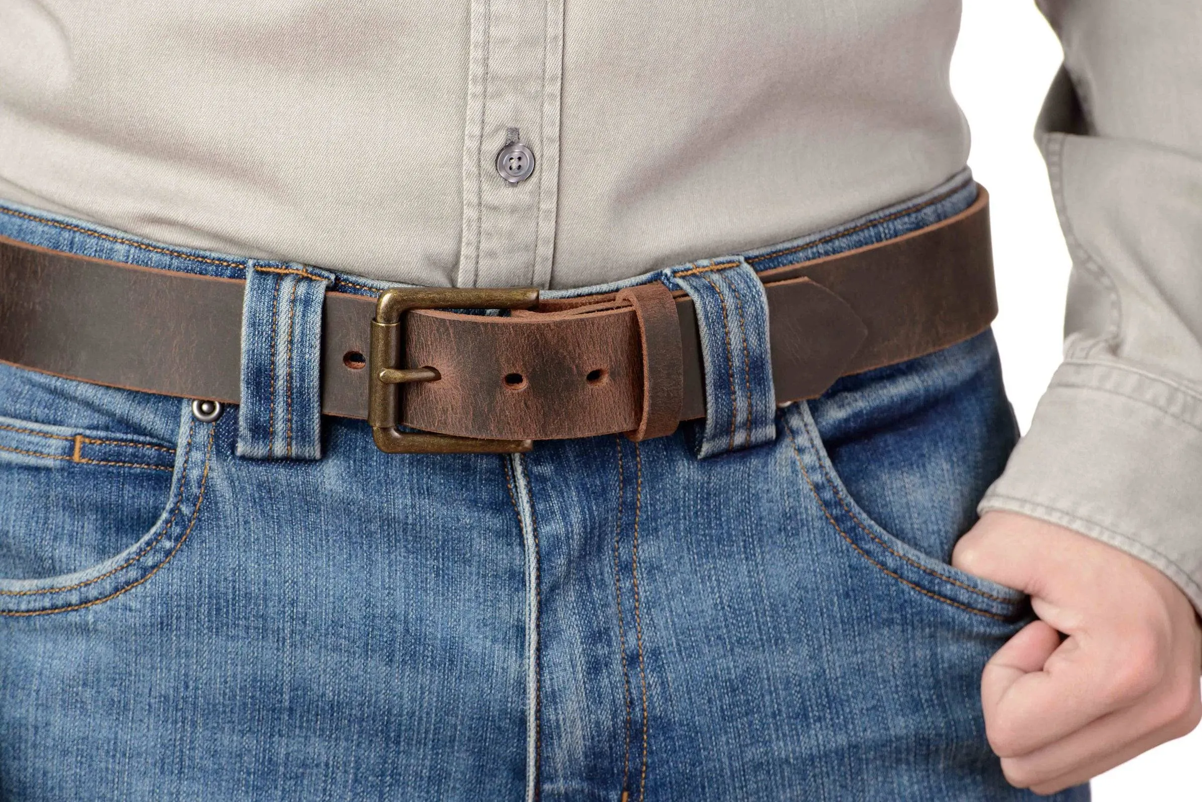 The Crazy Horse: Men's Rustic Brown Non Stitched Leather Belt 1.50"