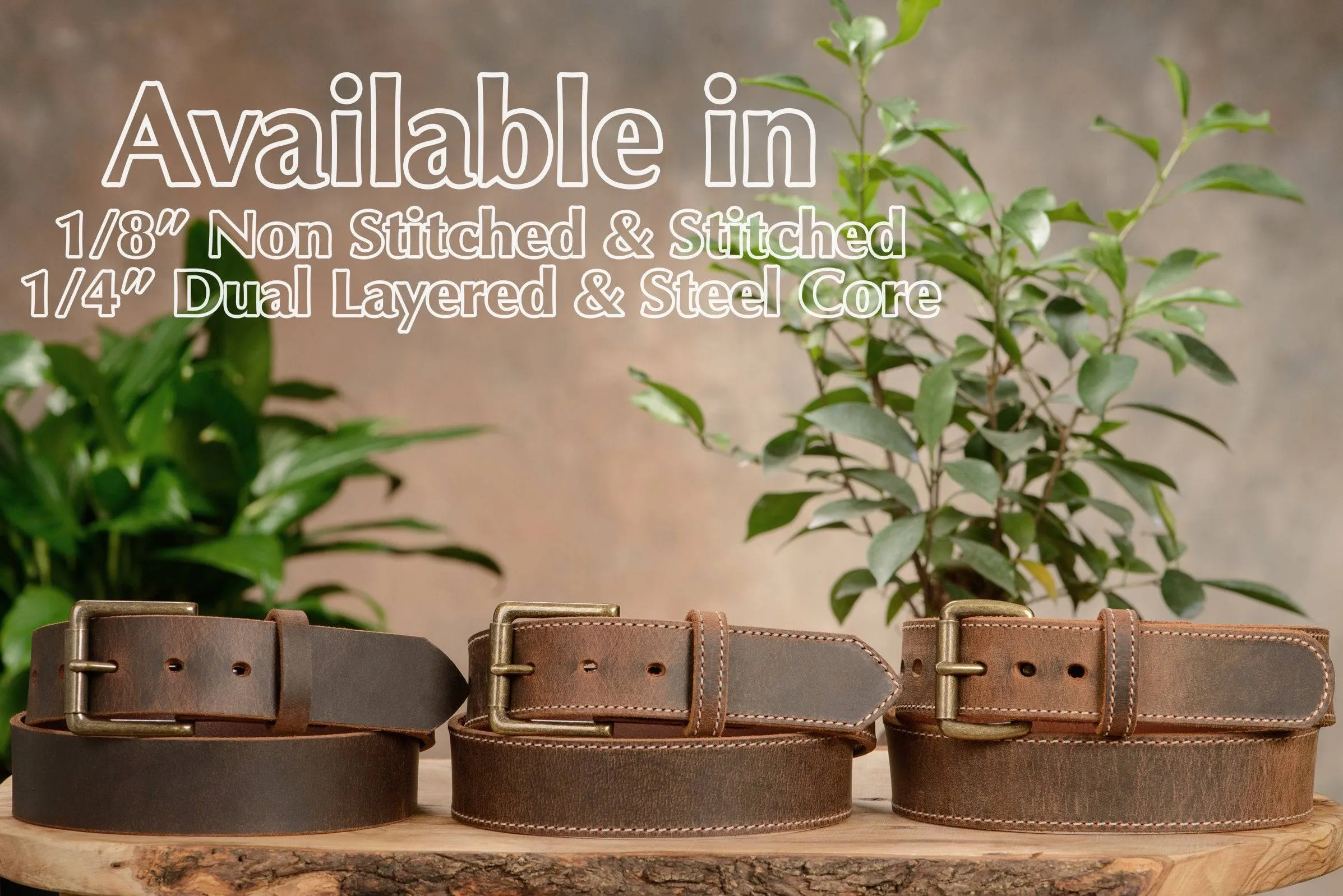 The Crazy Horse: Men's Rustic Brown Non Stitched Leather Belt 1.50"