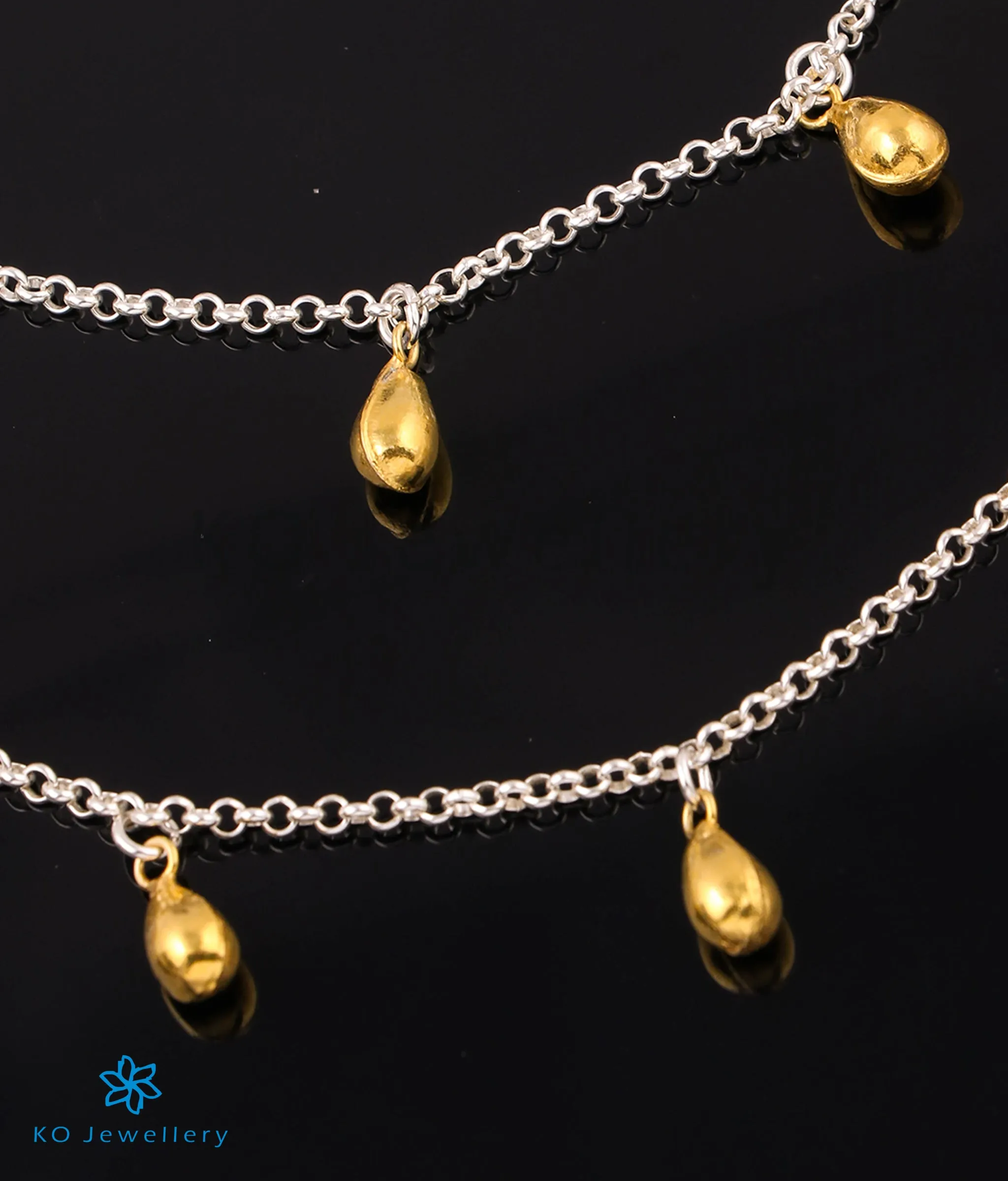 The Drop Silver Anklets (2 tone)