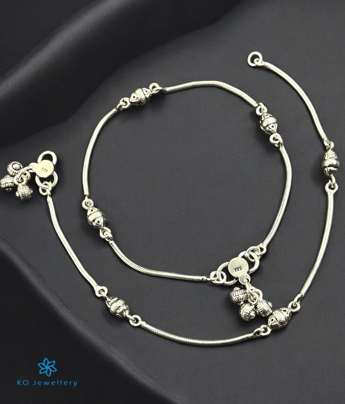 The Janya Silver Antique Anklets