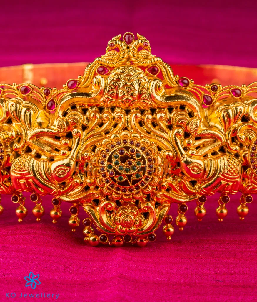The Mayuraka Silver Peacock Oddiyanam Waist belt