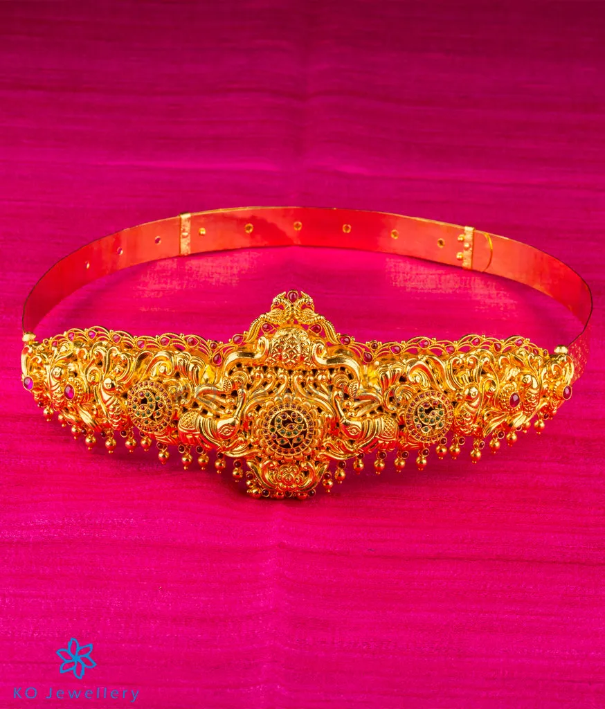 The Mayuraka Silver Peacock Oddiyanam Waist belt