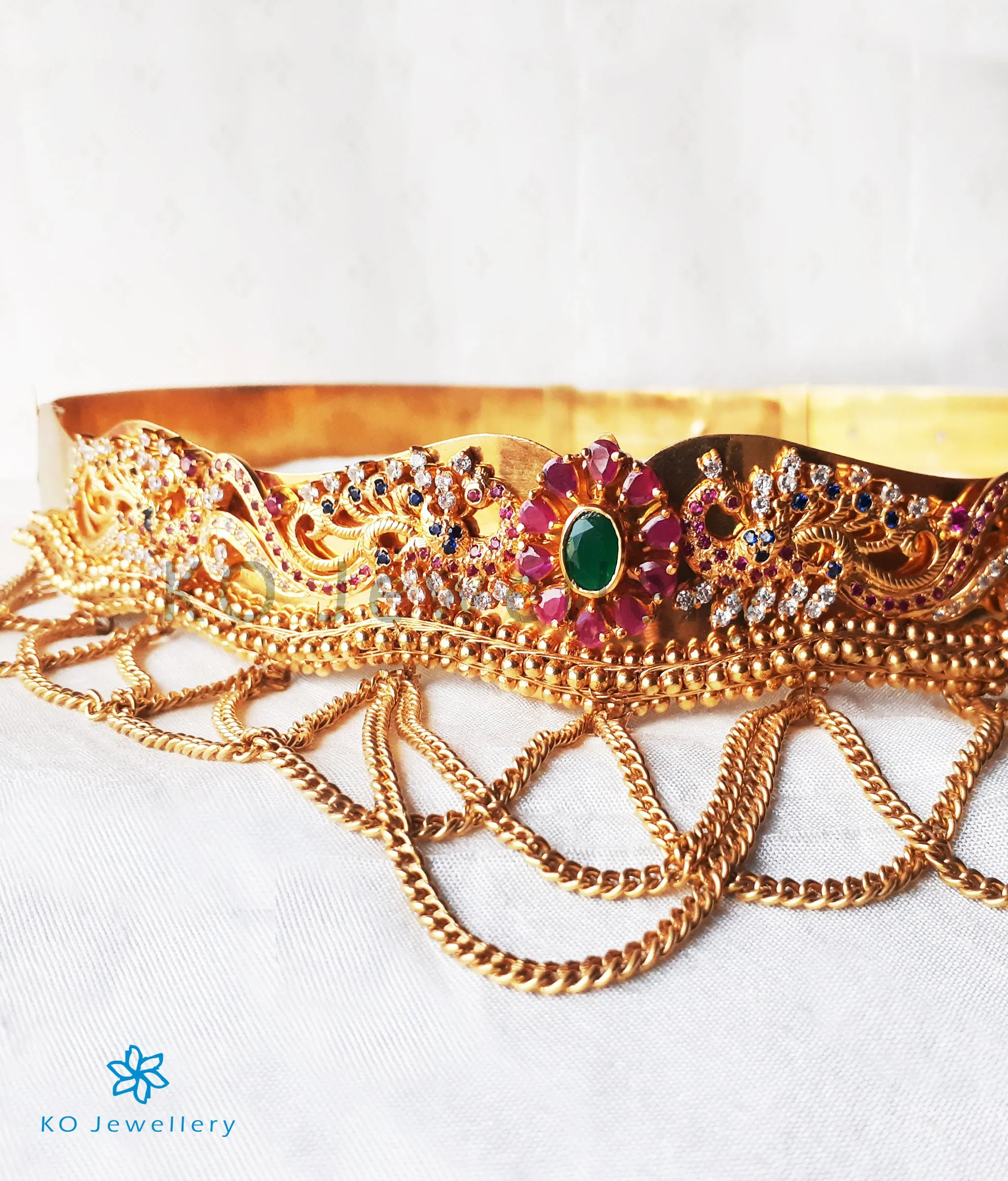 The Nartaka SilverKemp Peacock  Oddiyanam Waistbelt