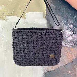 The Sandra – Handmade Crochet Crossbody Bag in Nightfall Gray