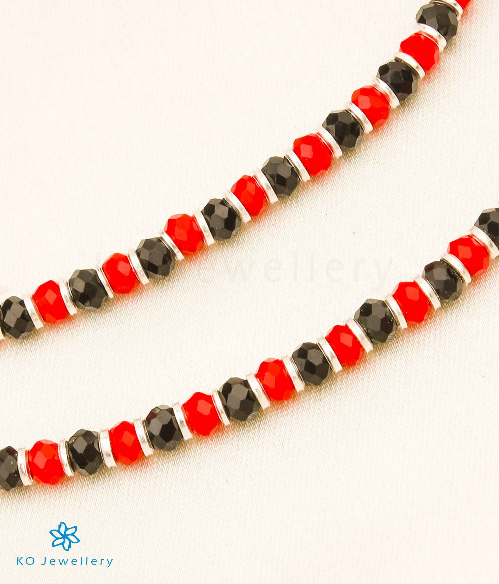 The Vama Silver Nazariya BlackBead Anklets