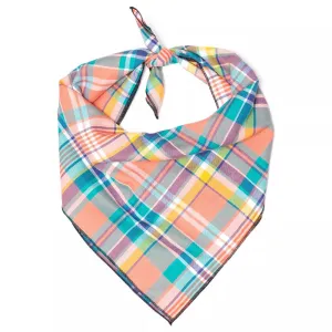 The Worthy Dog Peach Multi Plaid Bandana