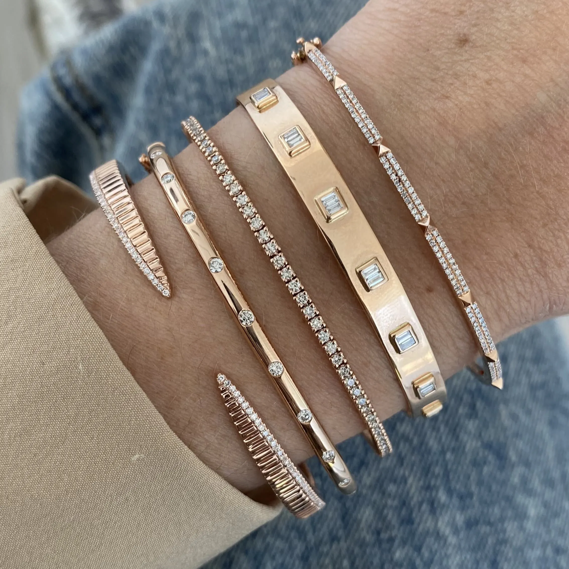 Thin Pave with Spikes Bangle