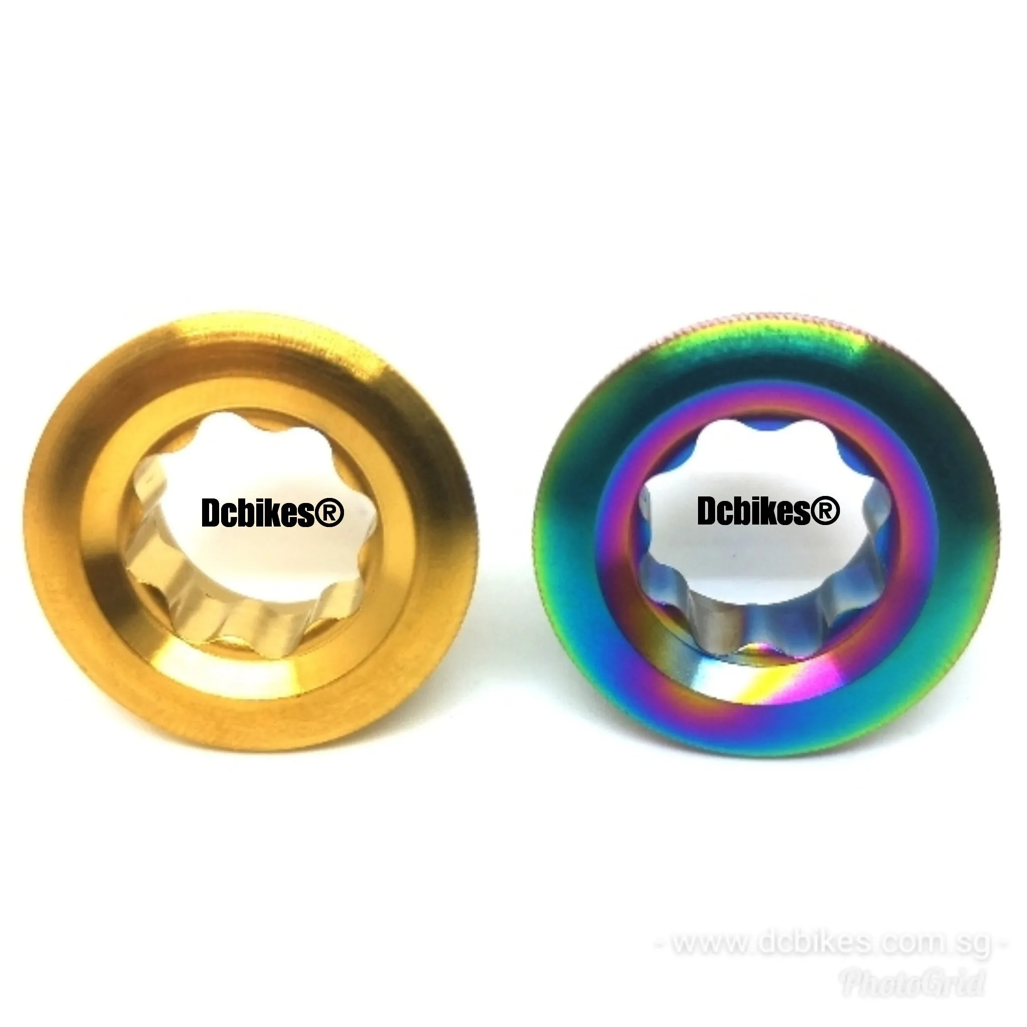Titanium Oil Slick/Gold M20 X 8mm Rainbow Crank Arm Bolt Cover For Shimano