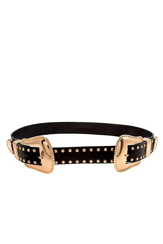 TOO HOT DOUBLE BUCKLE STUD BELT