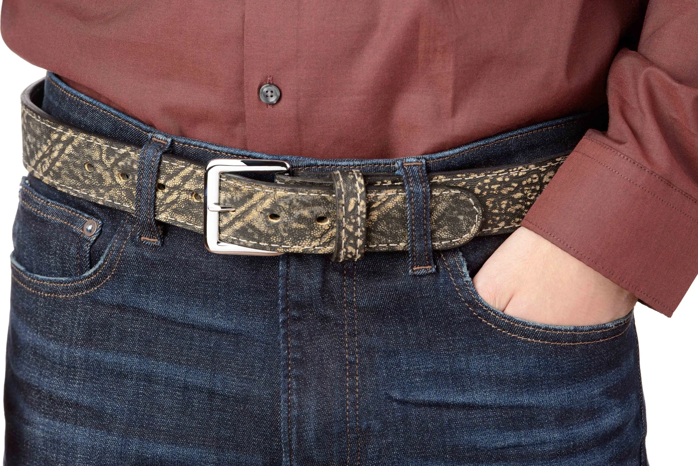 Tree Bark Elephant Money Belt With 25" Zipper