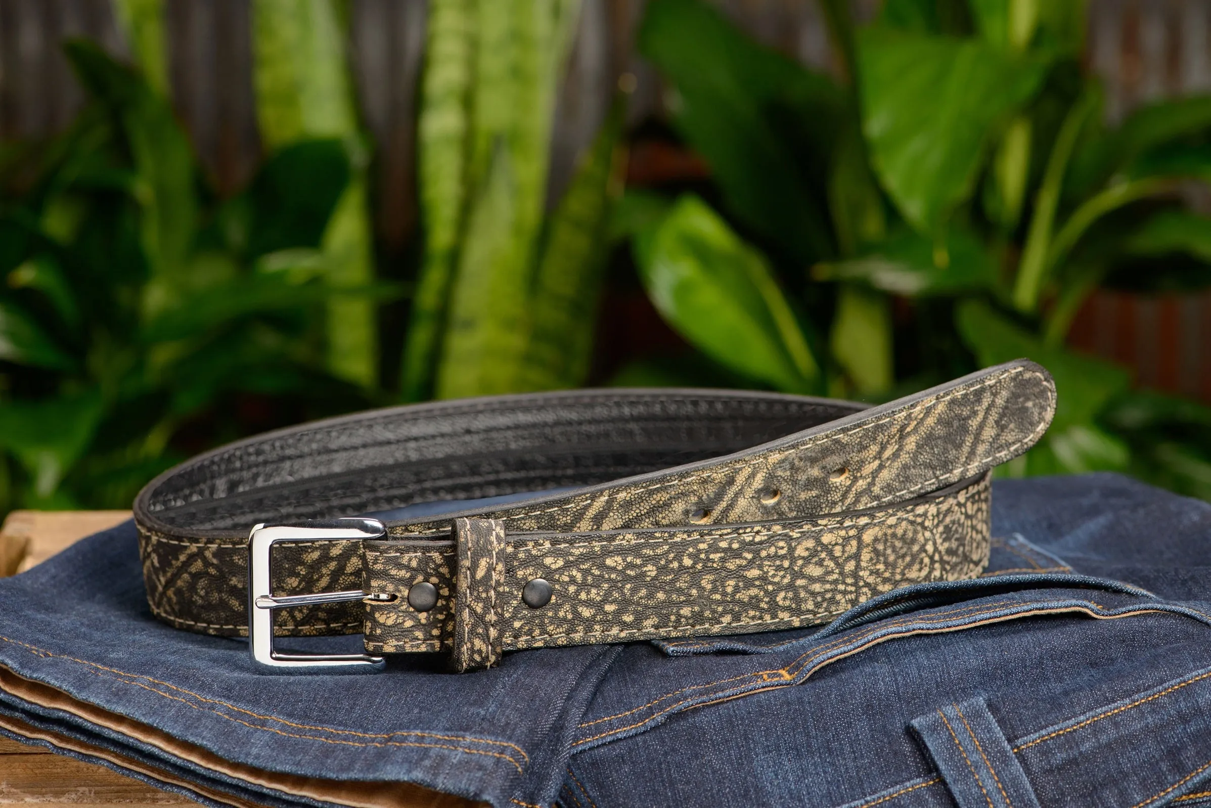 Tree Bark Elephant Money Belt With 25" Zipper