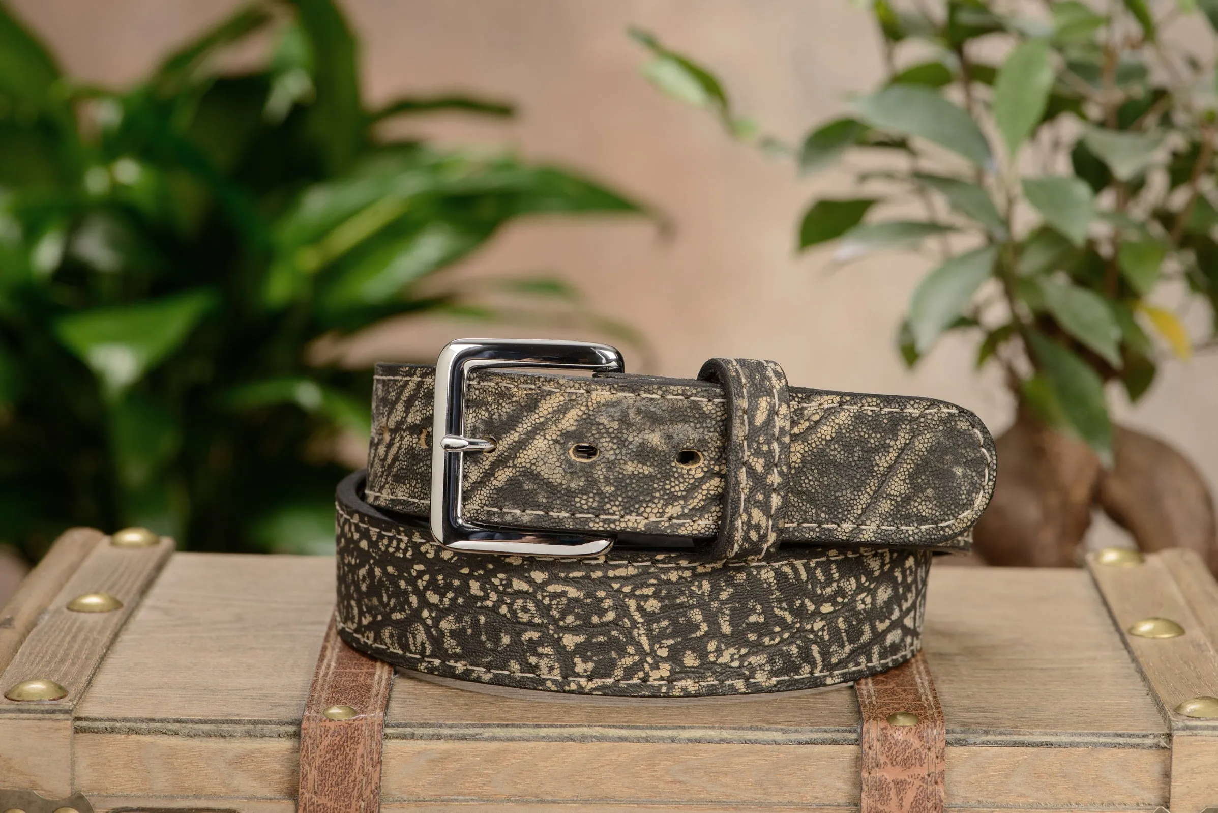 Tree Bark Elephant Money Belt With 25" Zipper