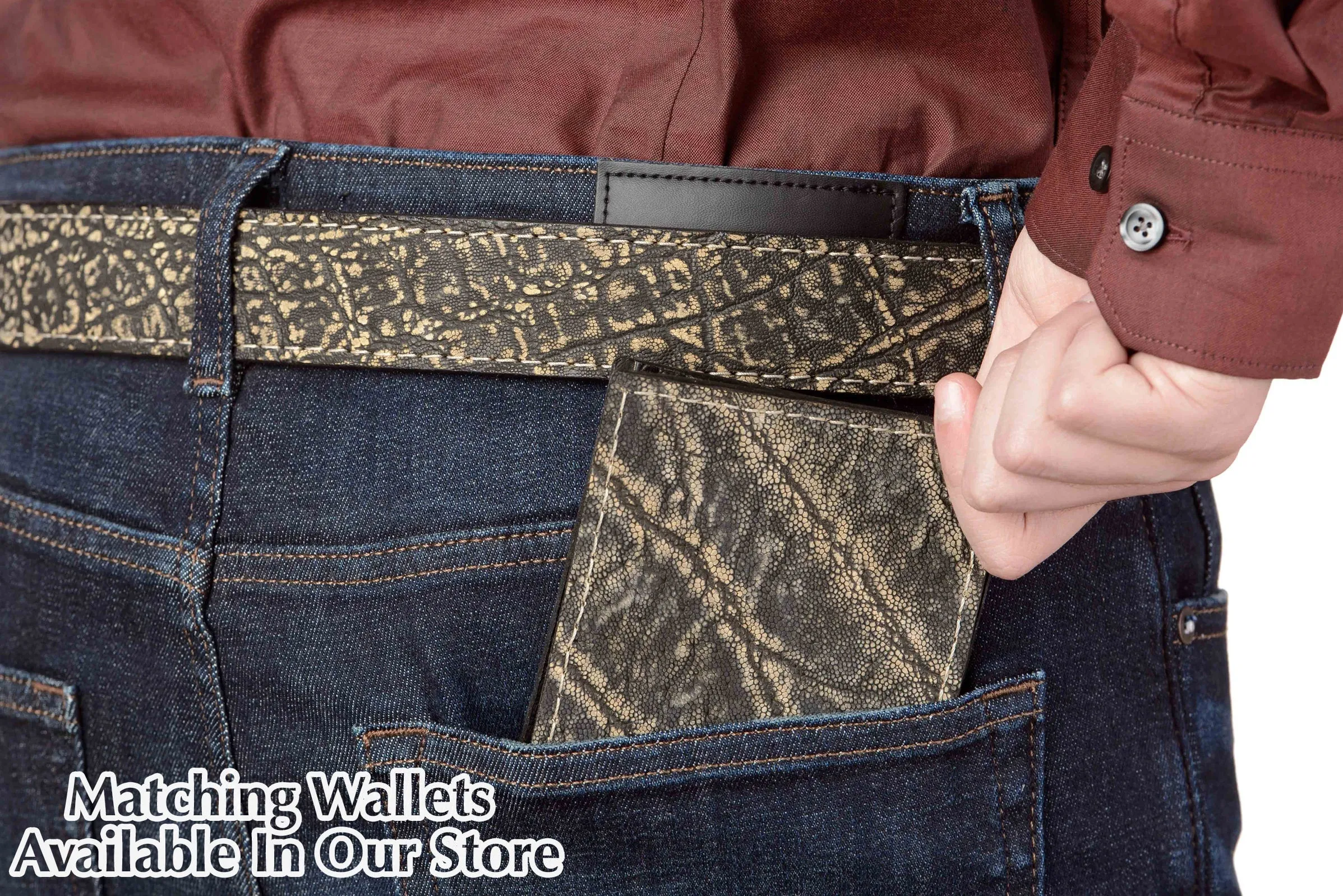 Tree Bark Elephant Money Belt With 25" Zipper