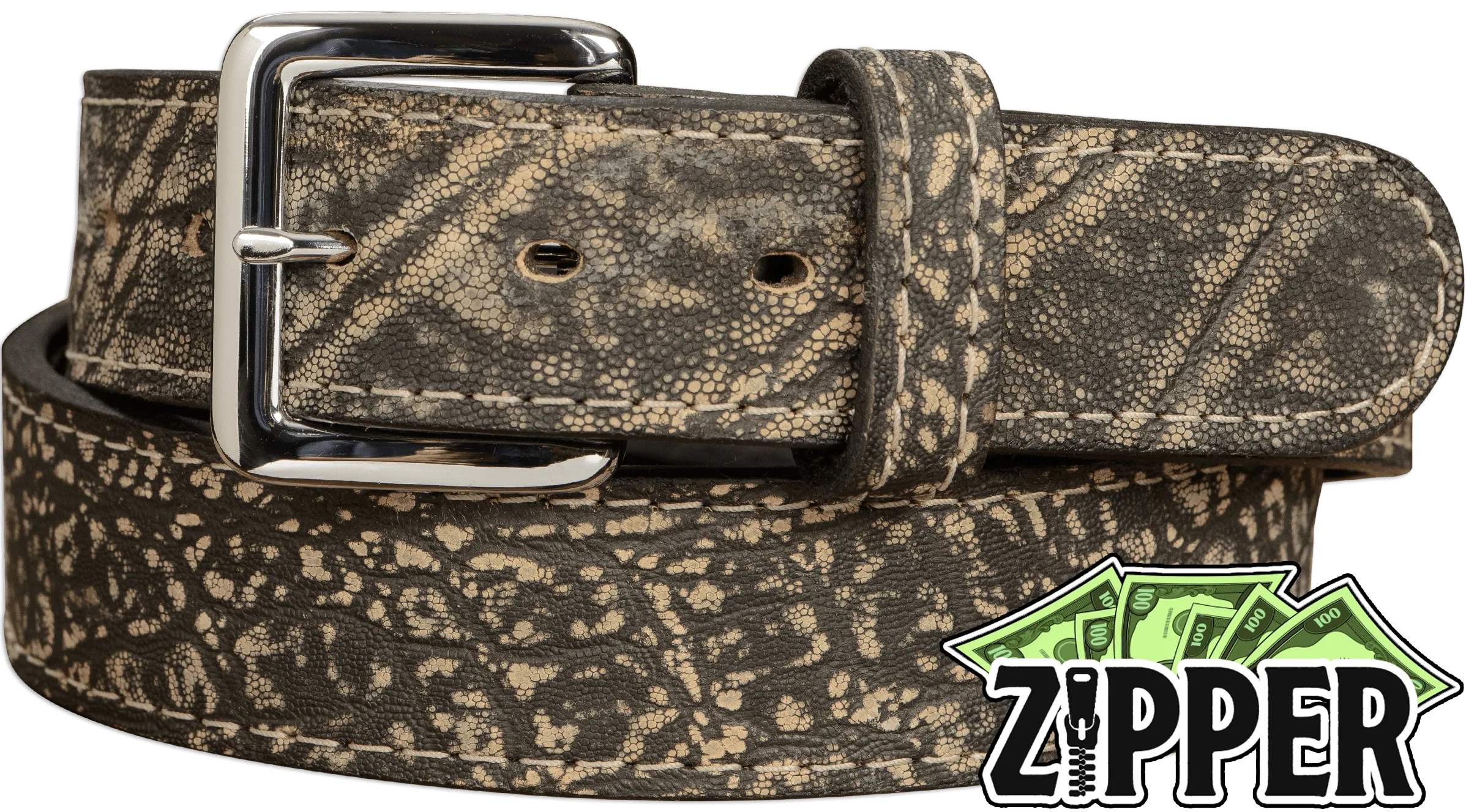 Tree Bark Elephant Money Belt With 25" Zipper