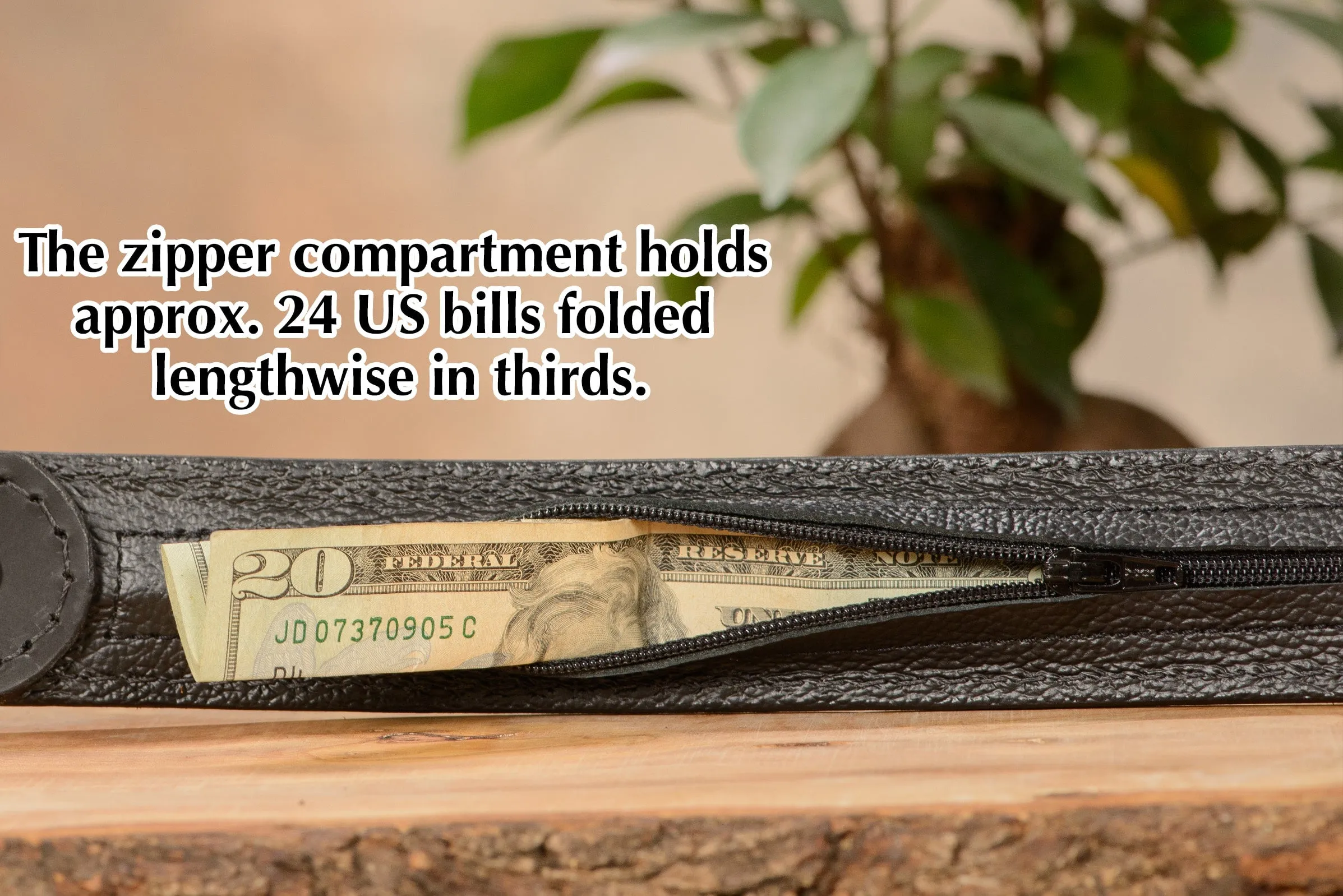 Tree Bark Elephant Money Belt With 25" Zipper