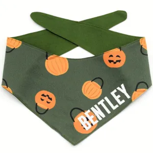 Trick or Treat Tie-On Dog Bandana - Green