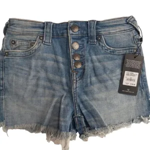 True Religion Brand Jeans Blue Denim Button Fly Maisie High Rise Shorts NWT $129