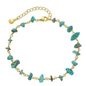 Turquoise & 18K Gold-Plated Anklet