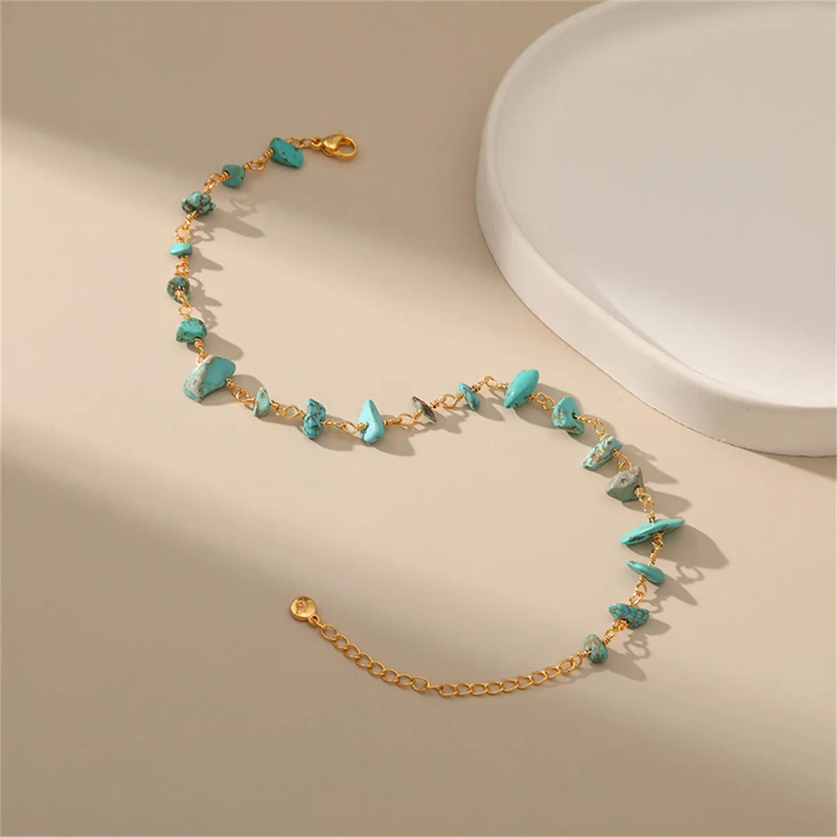 Turquoise & 18K Gold-Plated Anklet