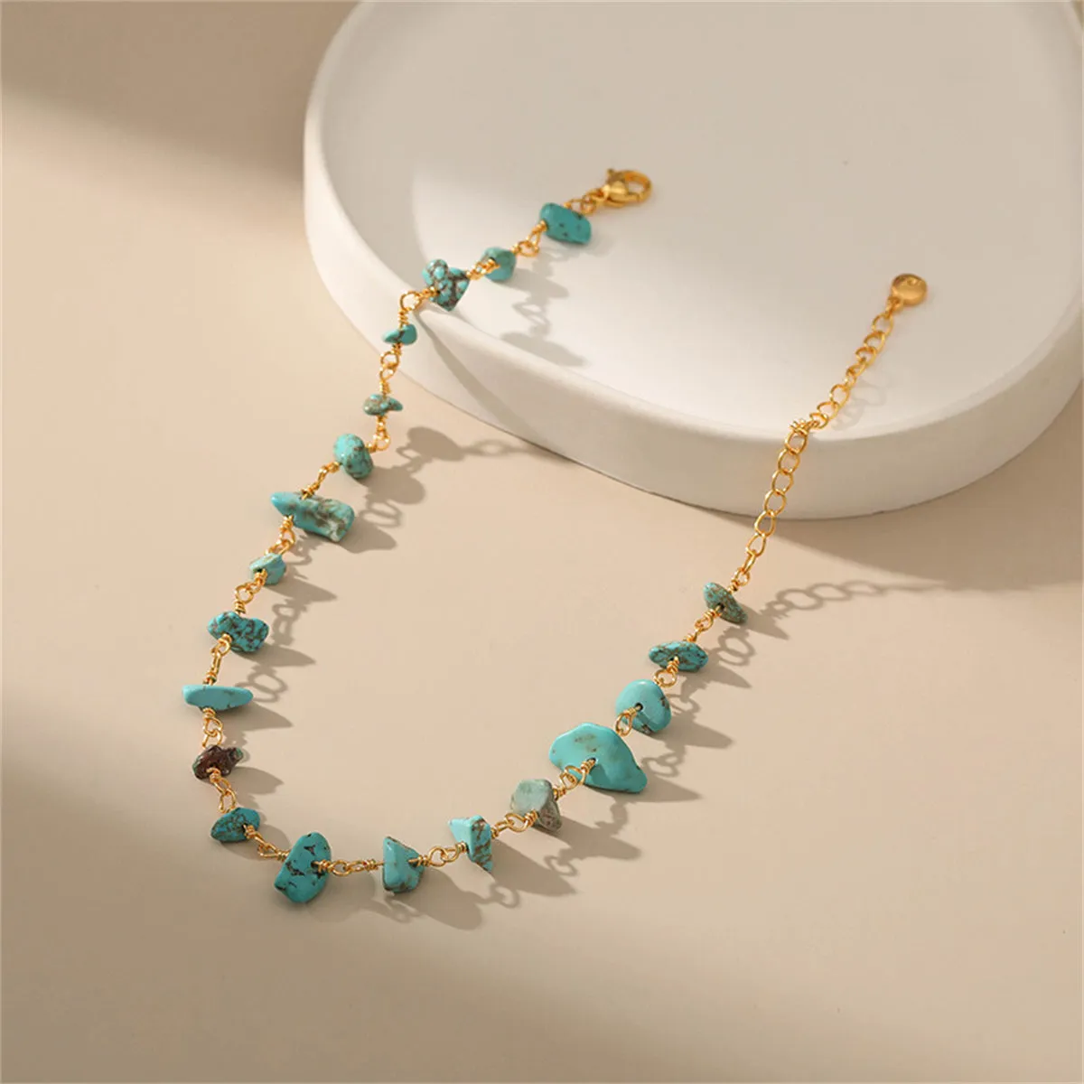 Turquoise & 18K Gold-Plated Anklet