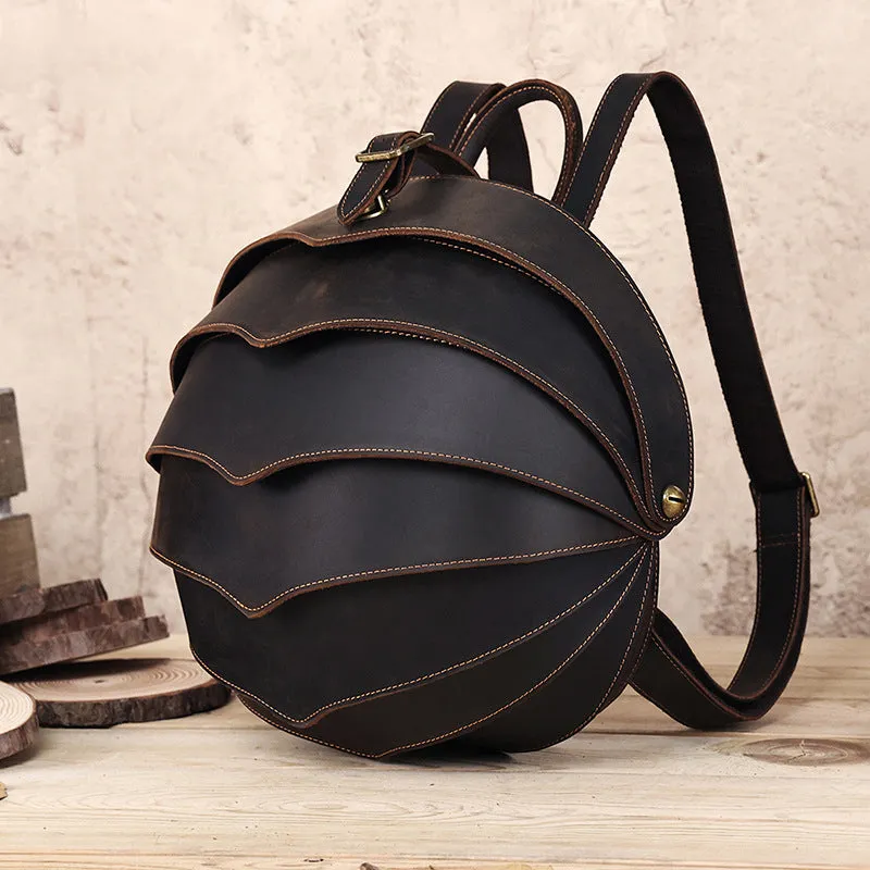 Unique Leather Backpack Handmade Vintage Leather Backpack Full Grain Leather Retro Beetle Rucksack
