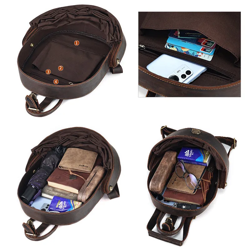 Unique Leather Backpack Handmade Vintage Leather Backpack Full Grain Leather Retro Beetle Rucksack