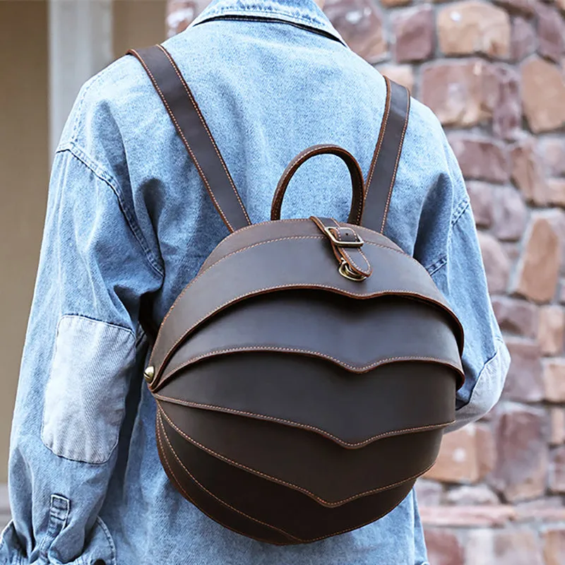 Unique Leather Backpack Handmade Vintage Leather Backpack Full Grain Leather Retro Beetle Rucksack