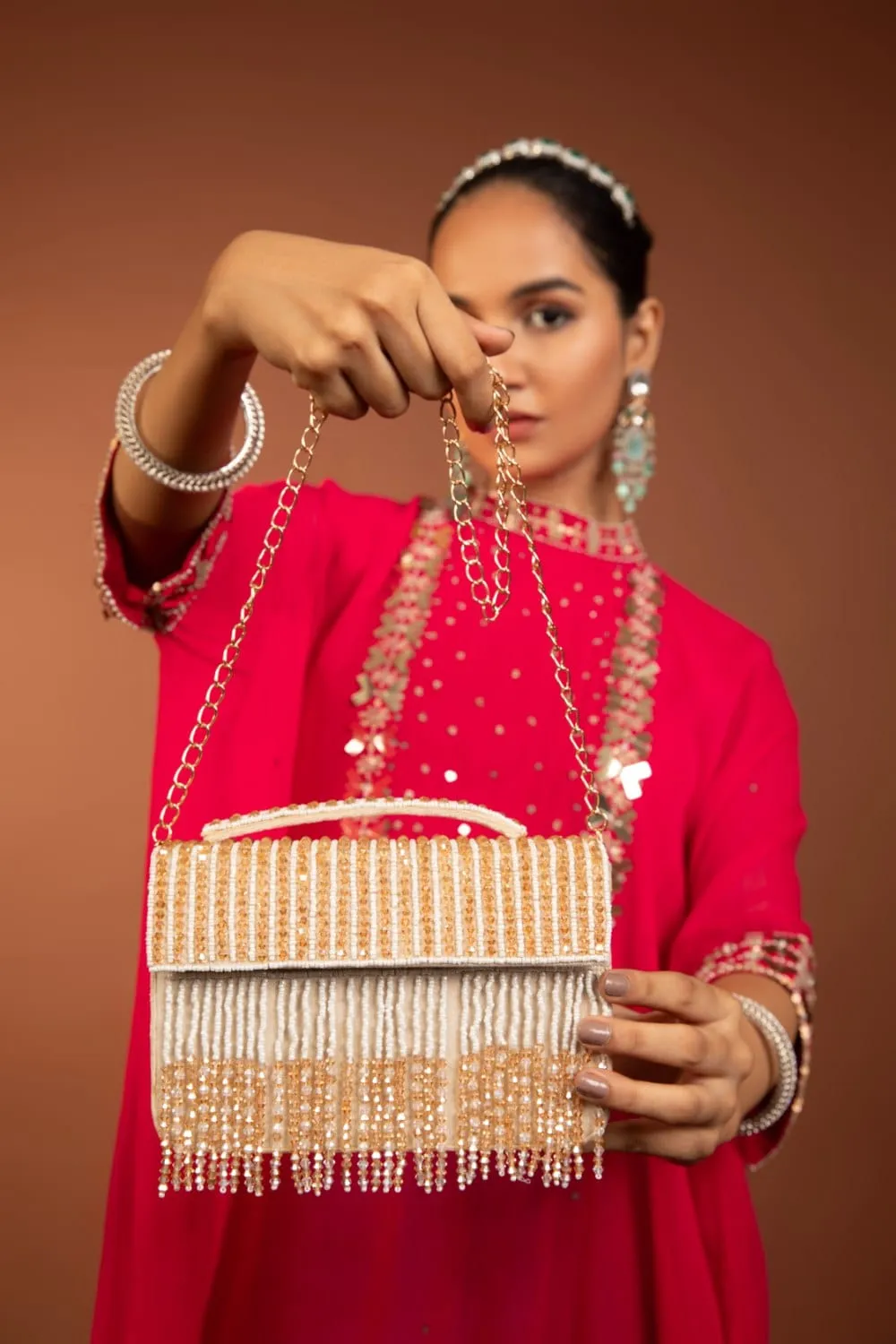 Unique Women'S Designer Suede Embroidery Flap Clutch