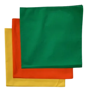 USA Made Solid Color Bandanas 3Pk Cotton Yellow Orange Green 22"