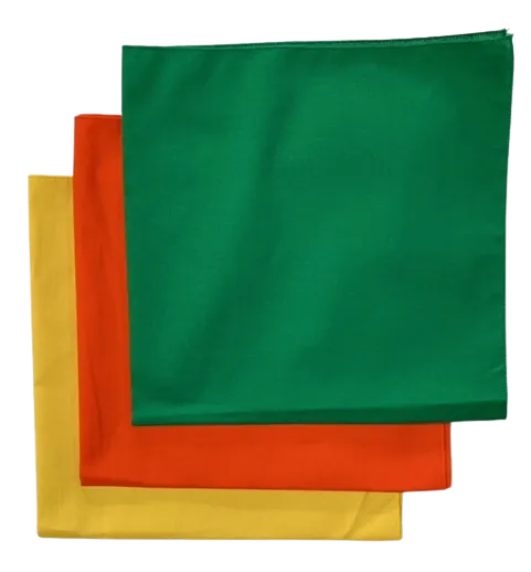 USA Made Solid Color Bandanas 3Pk Cotton Yellow Orange Green 22"