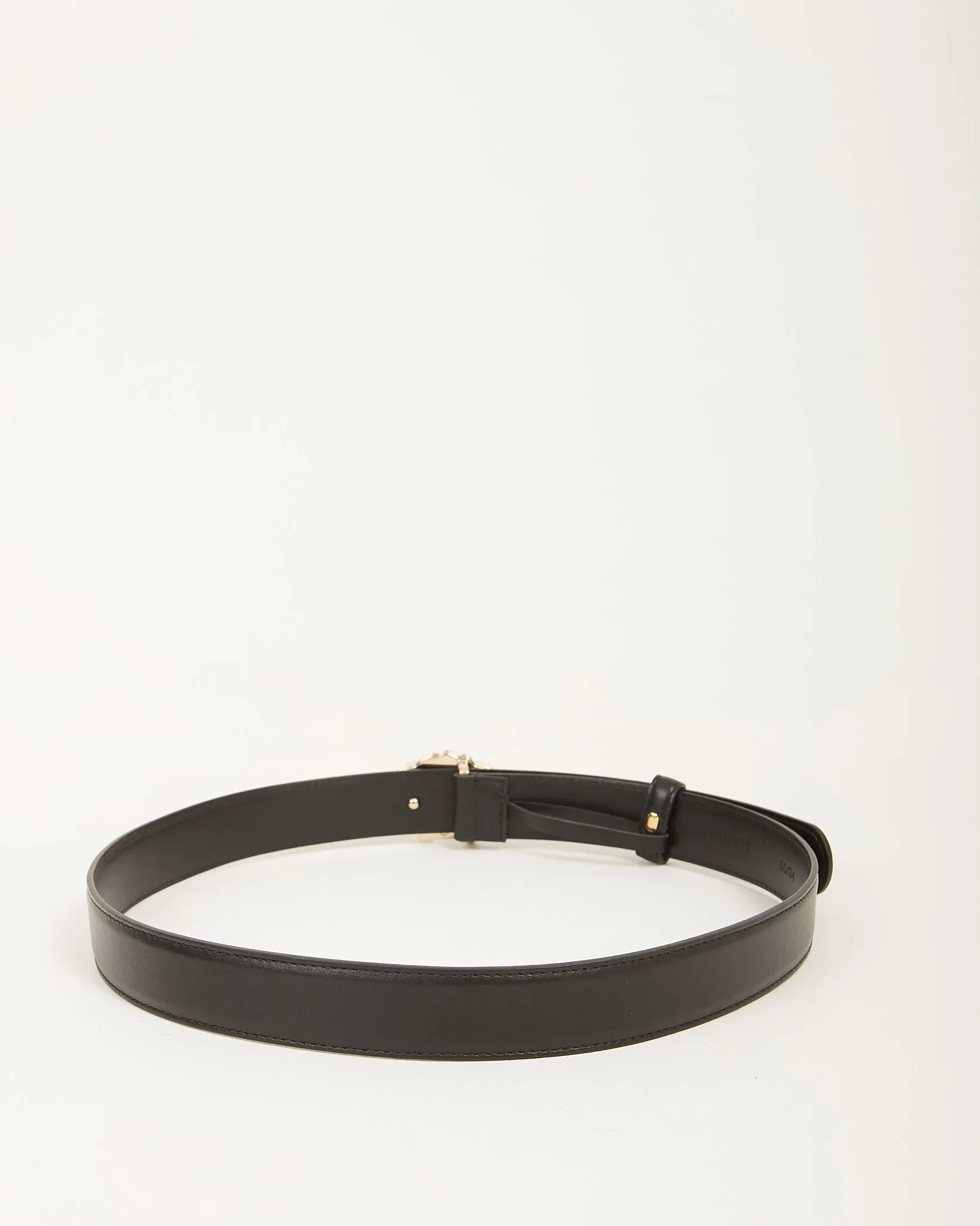 Versace Black Leather Gold Buckle Medusa Belt - 85