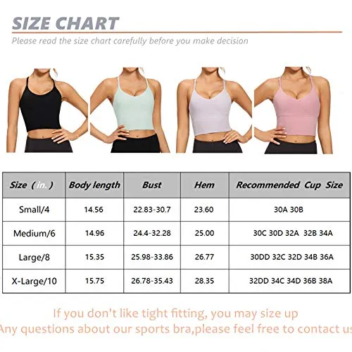 VIBOJOY Longline Strappy Padded Sports Bras Workout Running Tank Crop Tops Yoga Gym Fitness Activewear for Women (Grey-Purple, Small)
