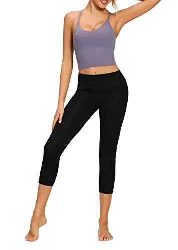 VIBOJOY Longline Strappy Padded Sports Bras Workout Running Tank Crop Tops Yoga Gym Fitness Activewear for Women (Grey-Purple, Small)