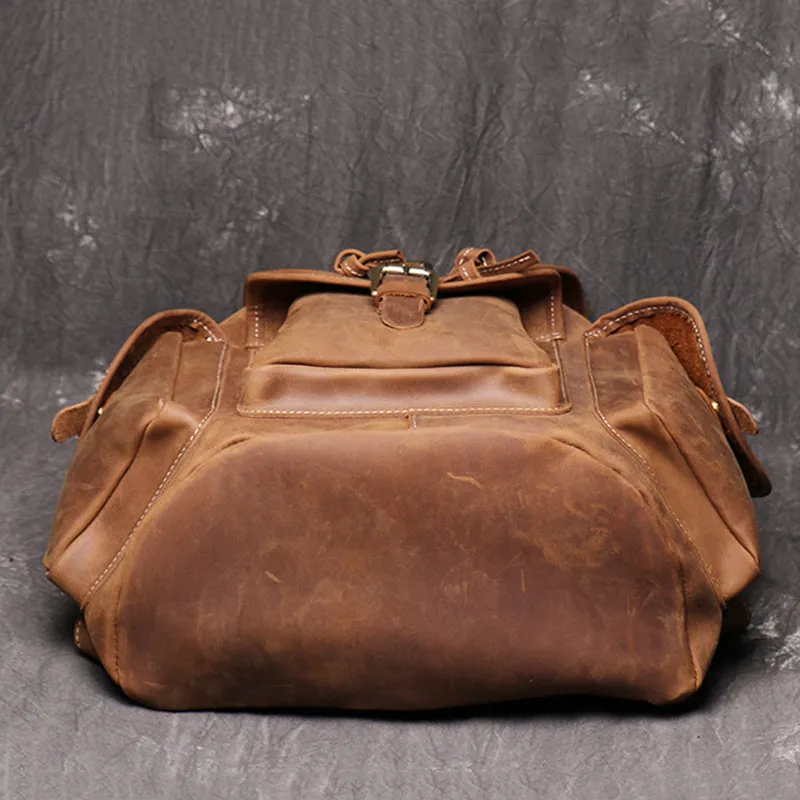 Vintage Leather Backpack College Backpacks School Backpack